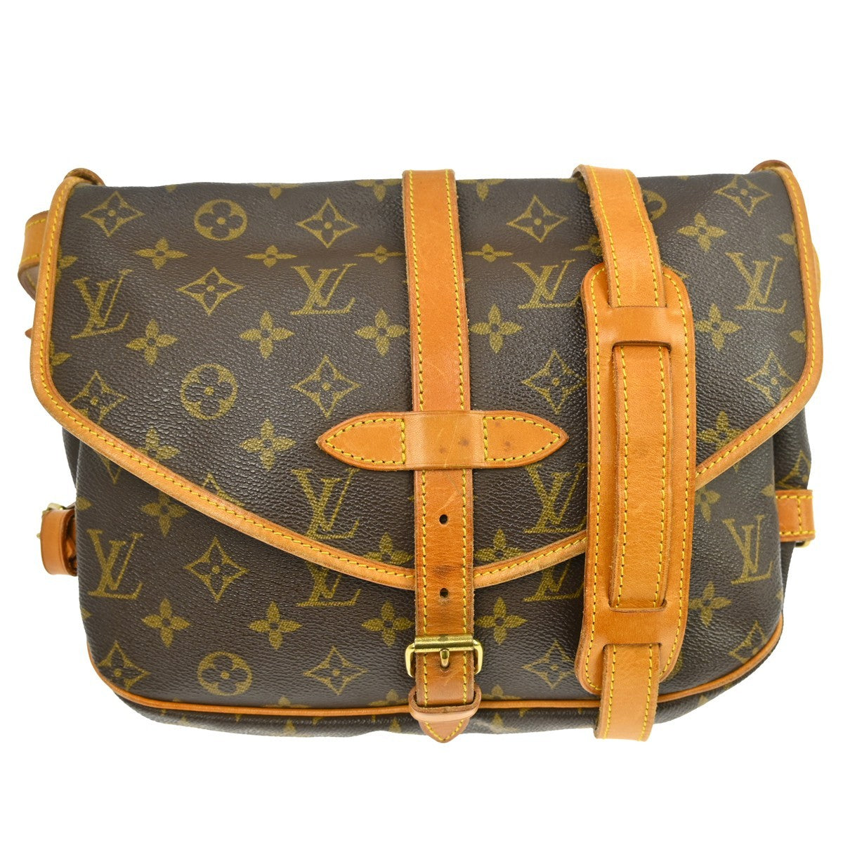 Louis Vuitton Saumur Handbag Monogram Canvas, Brown, Canvas, Shoulder Bag