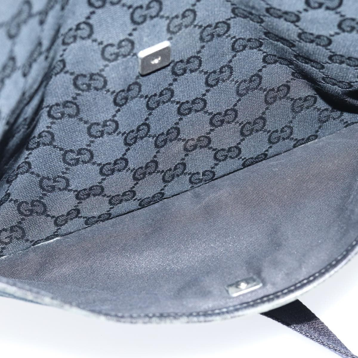 Gucci Zip Messenger Bag GG Canvas with Perforated Leather, BLACK, CANVAS, Crossbody bag