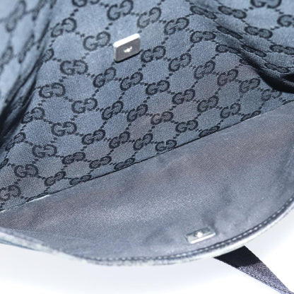 Gucci Zip Messenger Bag GG Canvas with Perforated Leather, BLACK, CANVAS, Crossbody bag