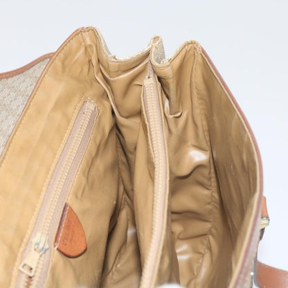 Celine Vintage Macadam Handbag Canvas and Leather, BEIGE, CANVAS, Handbag