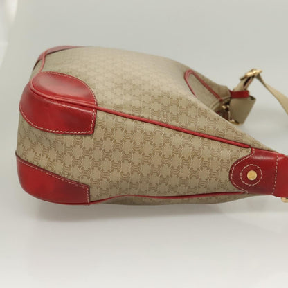Celine Vintage Macadam Shoulder Bag Canvas and Leather, BEIGE, CANVAS, Shoulder bag