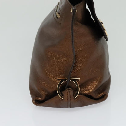 Salvatore Ferragamo Sofia Satchel Leather, GOLD, LEATHER, Handbag