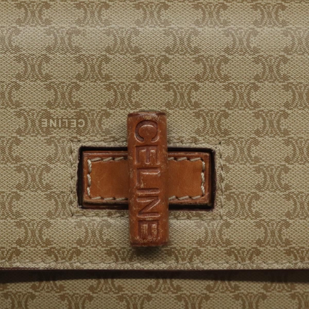 Celine Vintage Convertible Macadam Turnlock Shoulder Bag Canvas and Leather, BEIGE, CANVAS, Shoulder bag