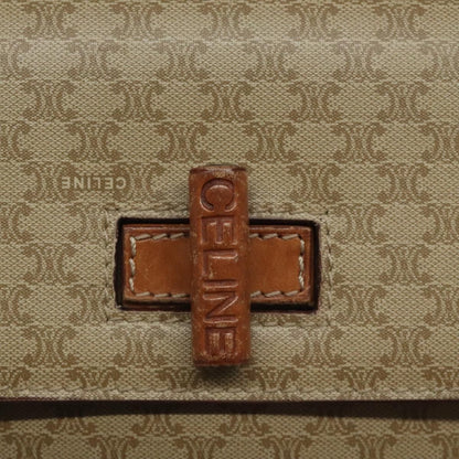 Celine Vintage Convertible Macadam Turnlock Shoulder Bag Canvas and Leather, BEIGE, CANVAS, Shoulder bag