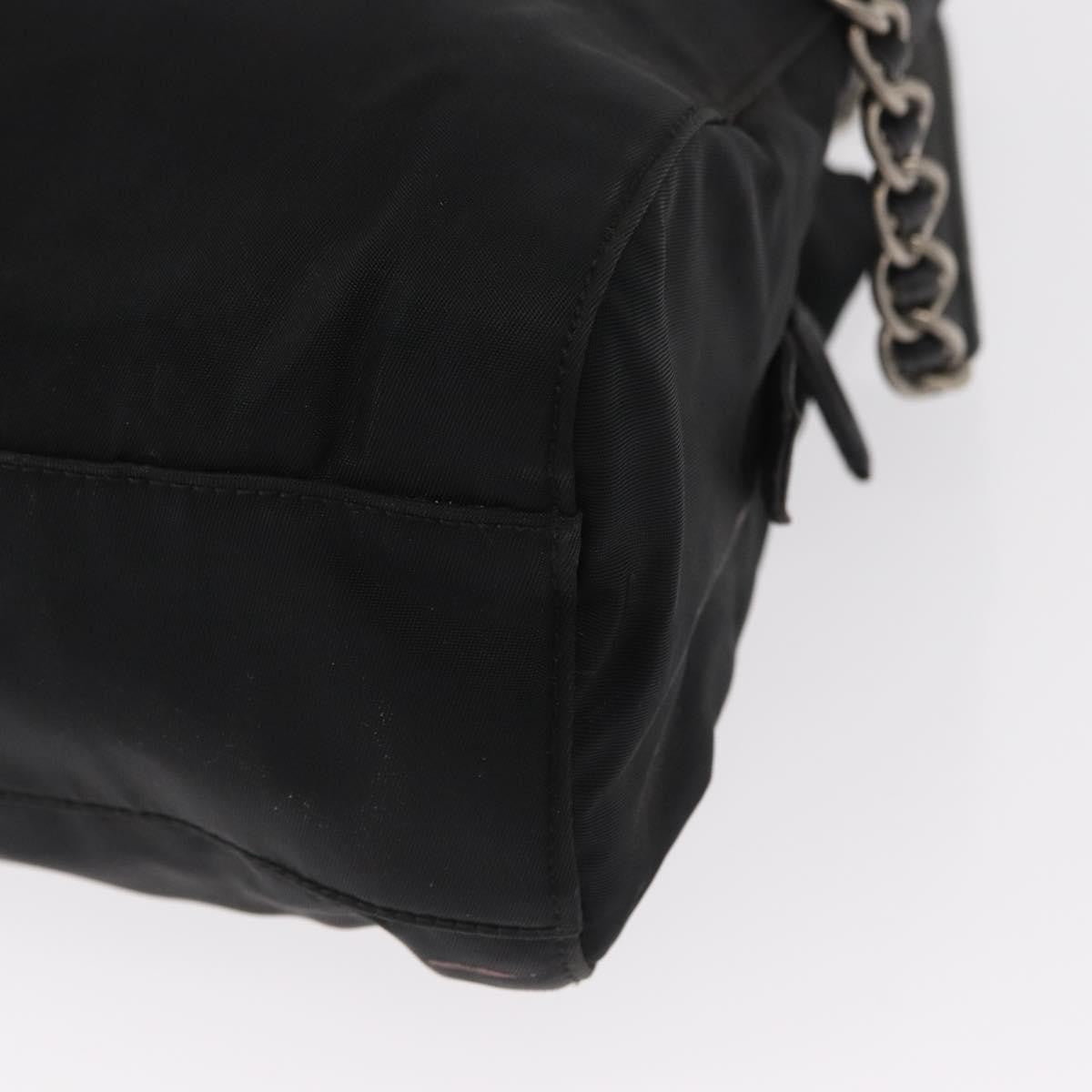 Prada Vintage Chain Shoulder Bag Tessuto, BLACK, NYLON, Shoulder bag
