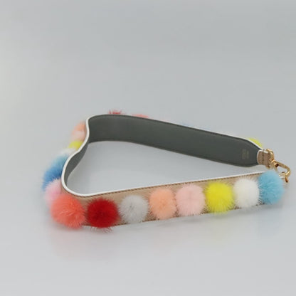 Fendi Pom Pom Strap You Shoulder Strap Leather and Fur, MULTICOLOUR, LEATHER, Straps