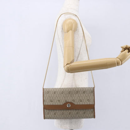 Christian Dior Vintage Honeycomb chain Canvas, BEIGE, CANVAS, Shoulder bag