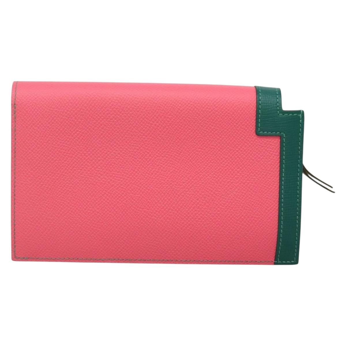 Hermes Camail Wallet Epsom, PINK, LEATHER, Wallets