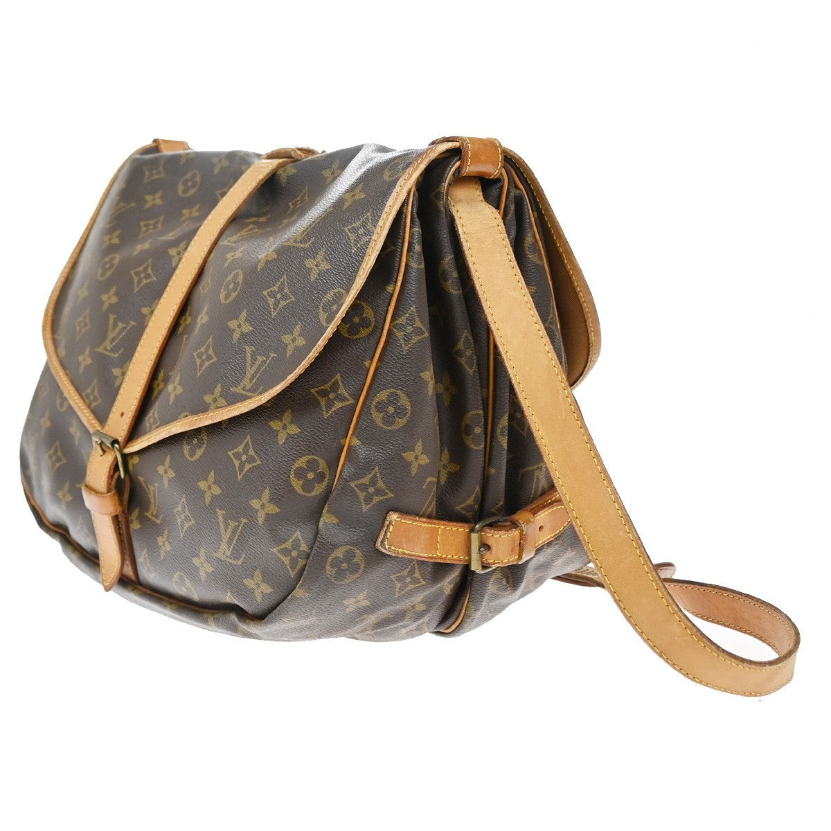 Louis Vuitton Saumur Handbag Monogram Canvas, BROWN, CANVAS, Shoulder bag