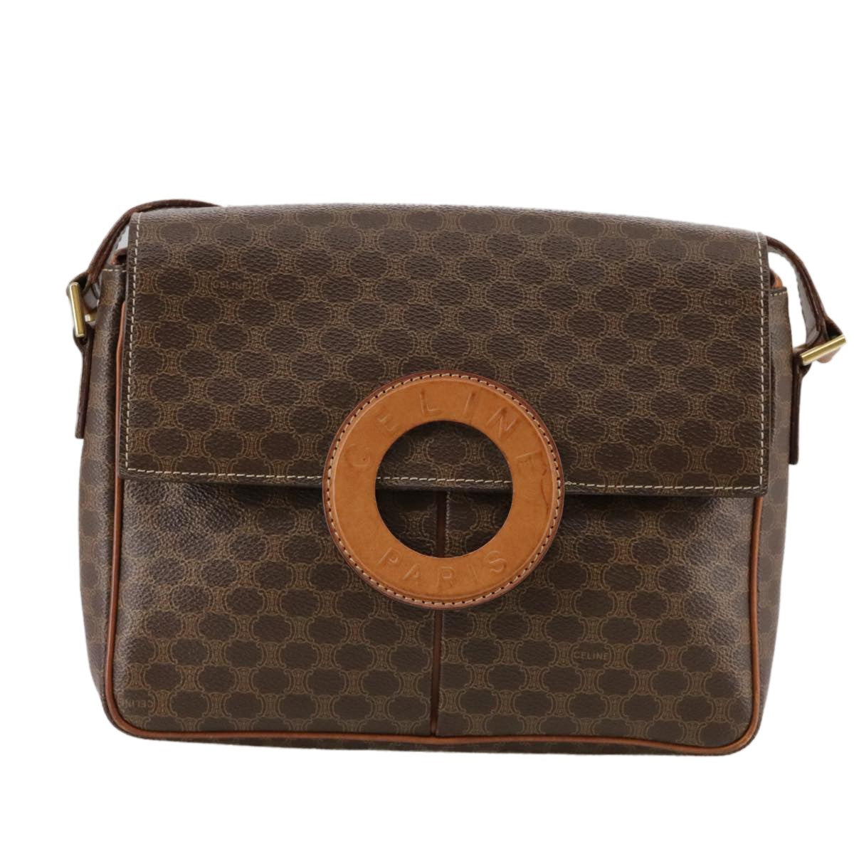 Celine Macadam Shoulder Bag PVC Leather, BROWN, CANVAS, Shoulder bag