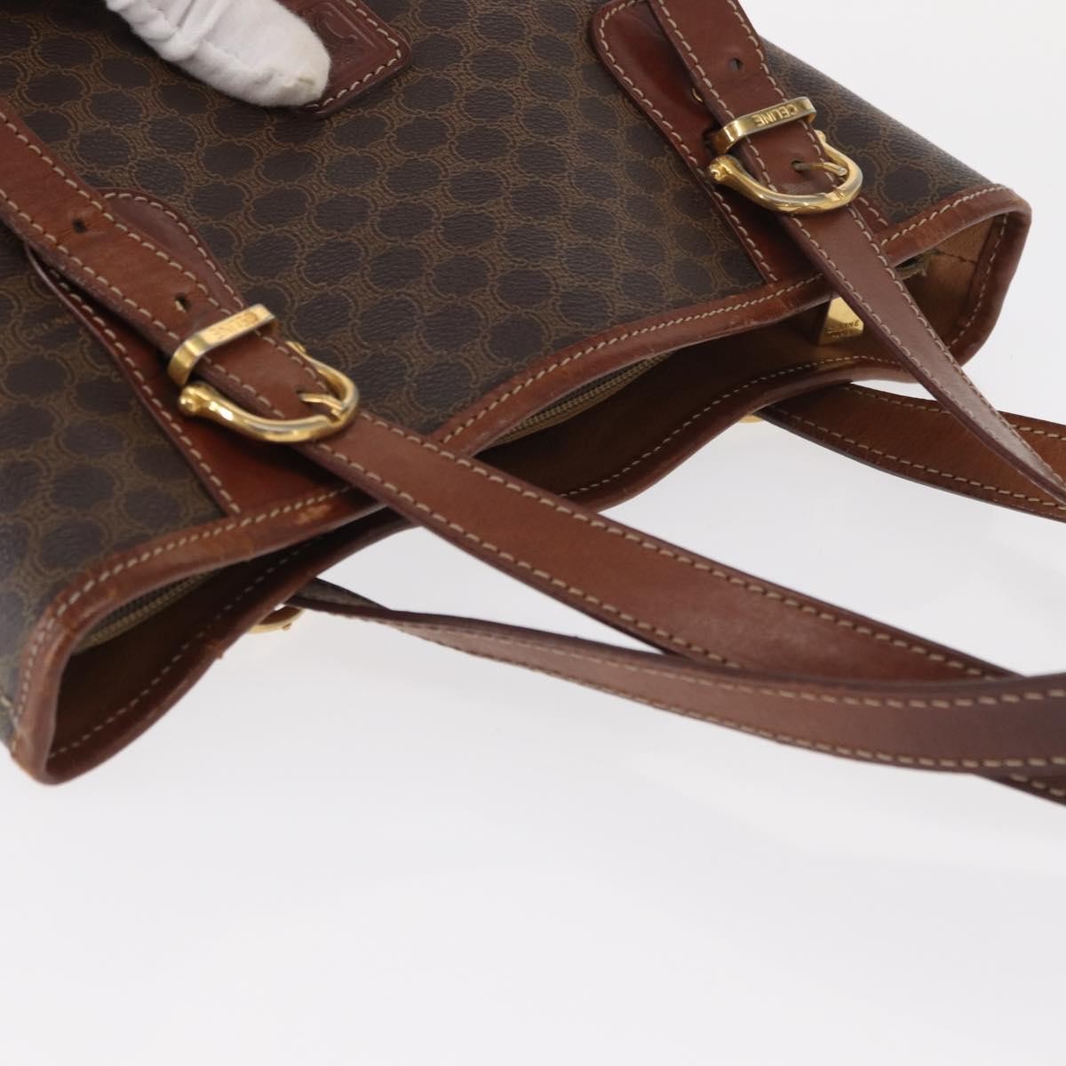 Celine Vintage Macadam Handbag Canvas and Leather, BROWN, CANVAS, Tote bag