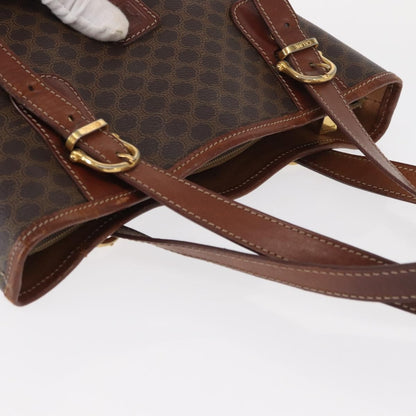 Celine Vintage Macadam Handbag Canvas and Leather, BROWN, CANVAS, Tote bag