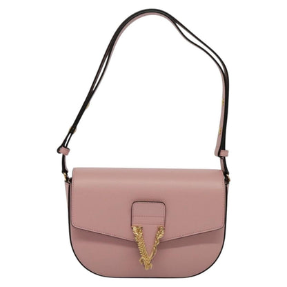 Versace Virtus Flap Messenger Bag Leather, PINK, LEATHER, Shoulder bag