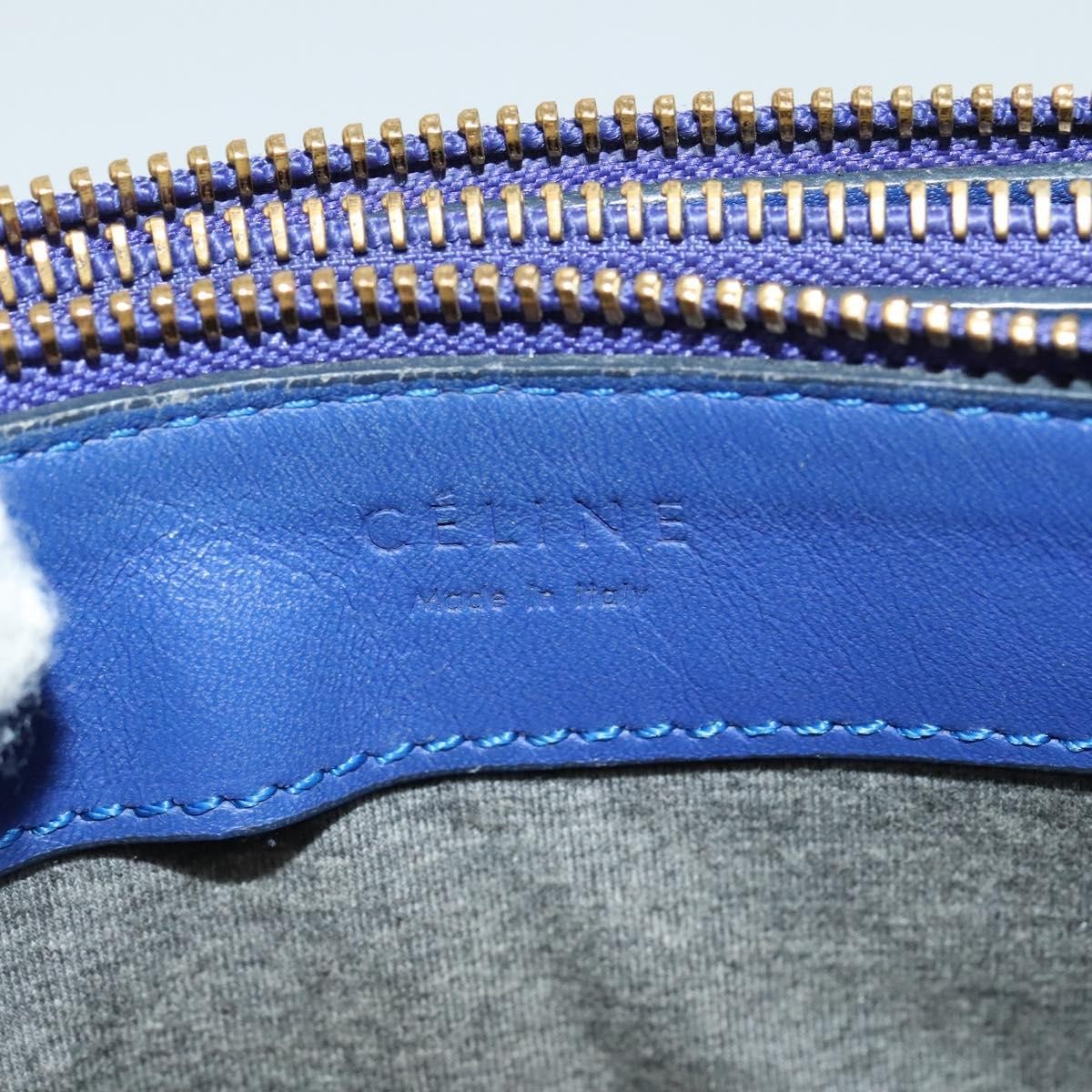 Celine Trio Crossbody Bag Leather, BLUE, LEATHER, Shoulder bag