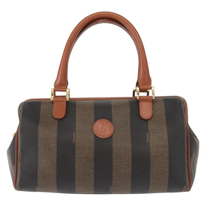 Fendi Vintage Pequin Convertible Boston Bag Coated Canvas, BROWN, CANVAS, Handbag