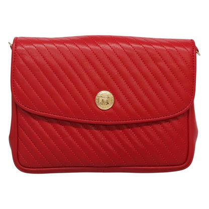 Celine Chain Shoulder Bag Leather, RED, LEATHER, Shoulder bag