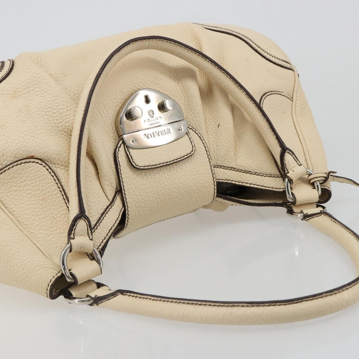 Prada Vintage Handbag Leather, White, Leather, Handbag