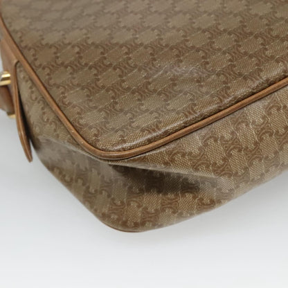 Celine Vintage Macadam Shoulder Bag Canvas and Leather, Beige, Canvas, Shoulder Bag