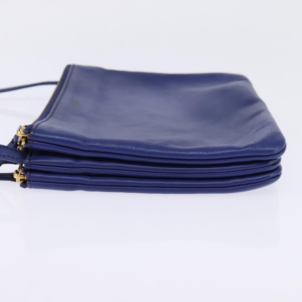 Celine Trio Crossbody Bag Leather, BLUE, LEATHER, Crossbody bag