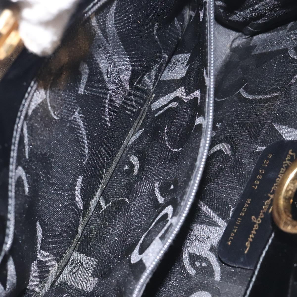 Salvatore Ferragamo Vintage Gancini Chain Shoulder Bag Leather, BLACK, PATENT_LEATHER, Shoulder bag