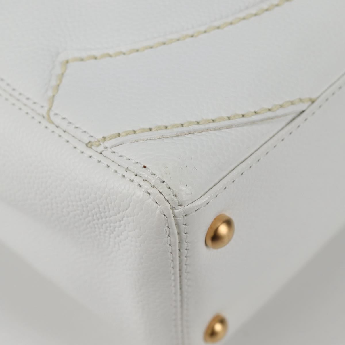 Chanel CC Stitch Tote Caviar, WHITE, LEATHER, Handbag