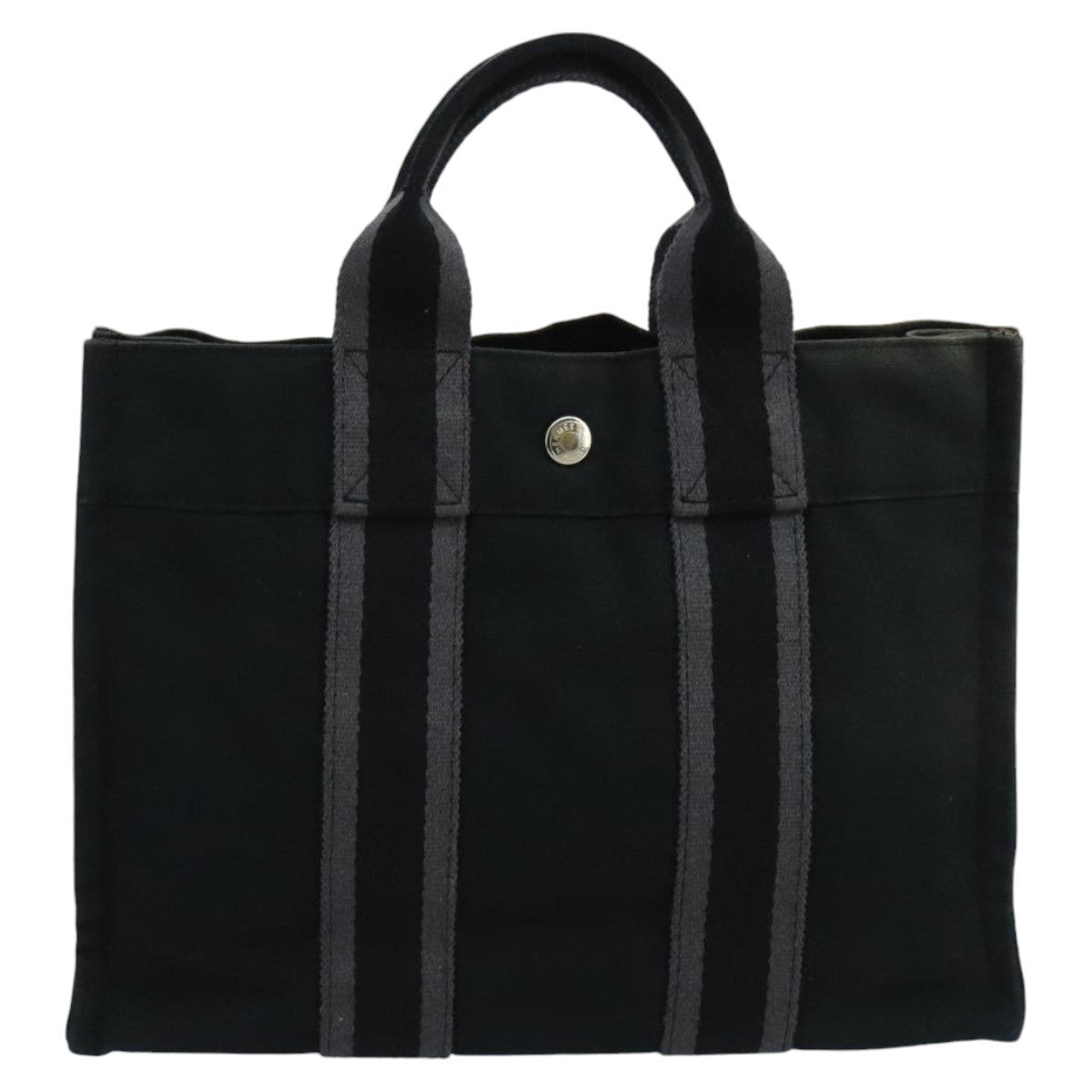 Hermes Fourre Tout Tote Canvas, BLACK, CANVAS, Tote bag