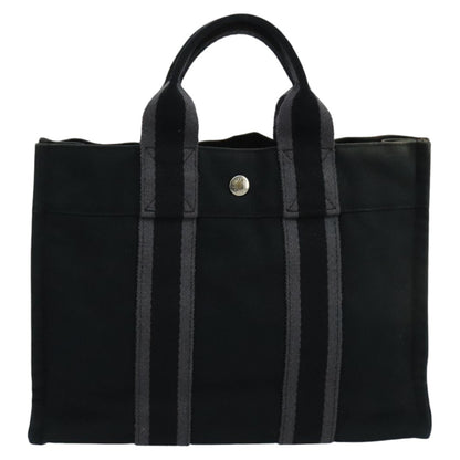 Hermes Fourre Tout Tote Canvas, BLACK, CANVAS, Tote bag