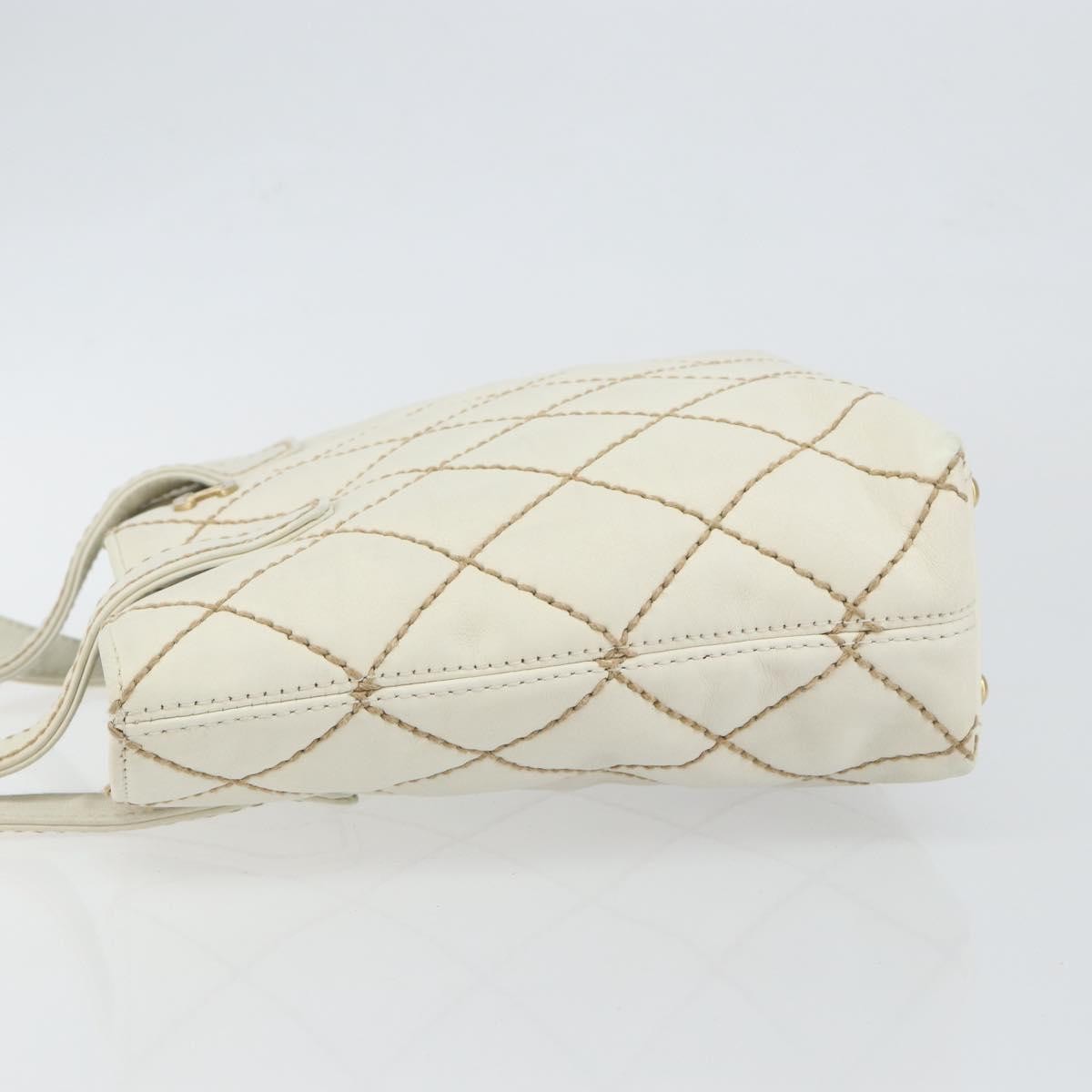 Chanel Surpique Tote Quilted Leather, WHITE, LEATHER, Tote bag