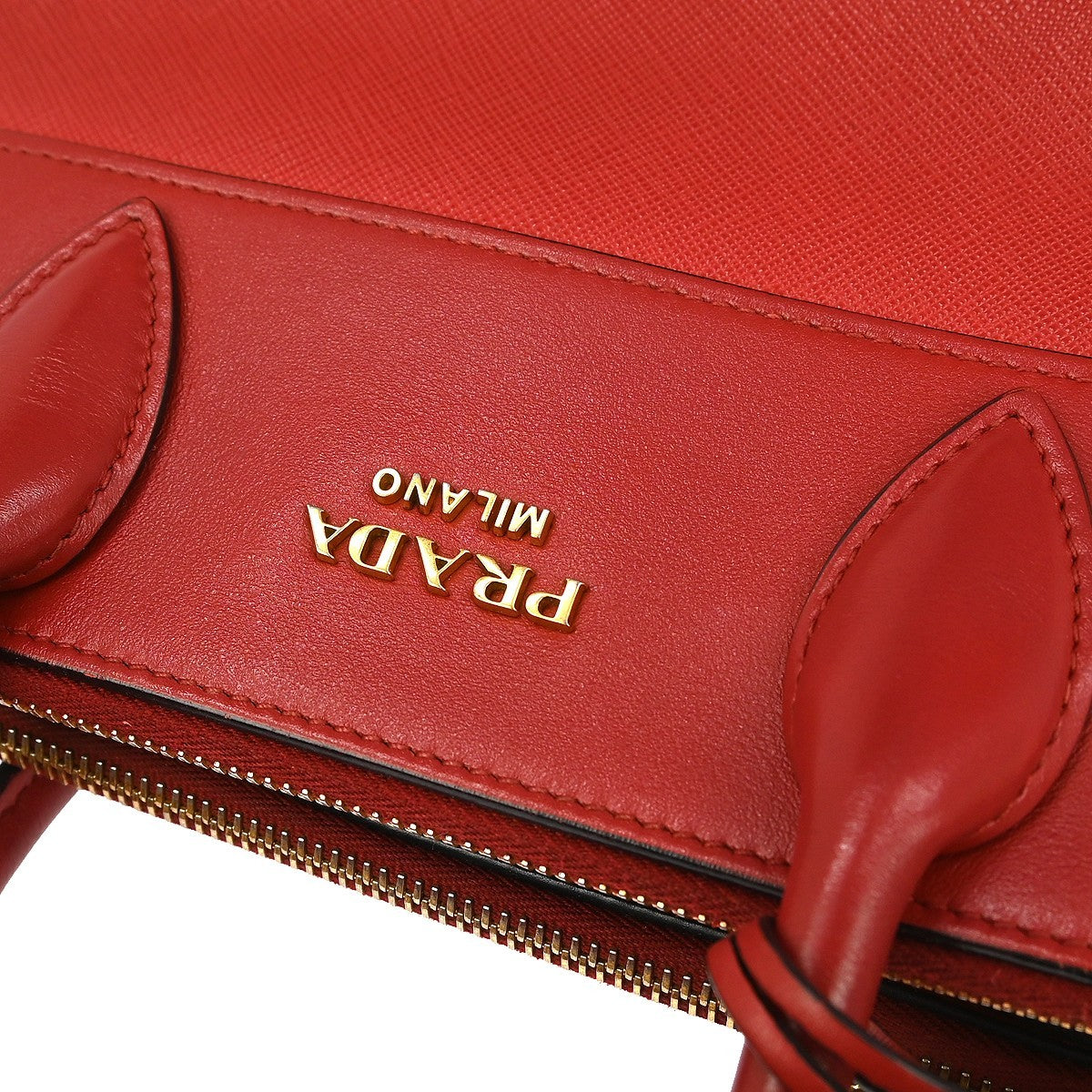 Prada Paradigme Tote Saffiano with City Calf, RED, LEATHER, Handbag
