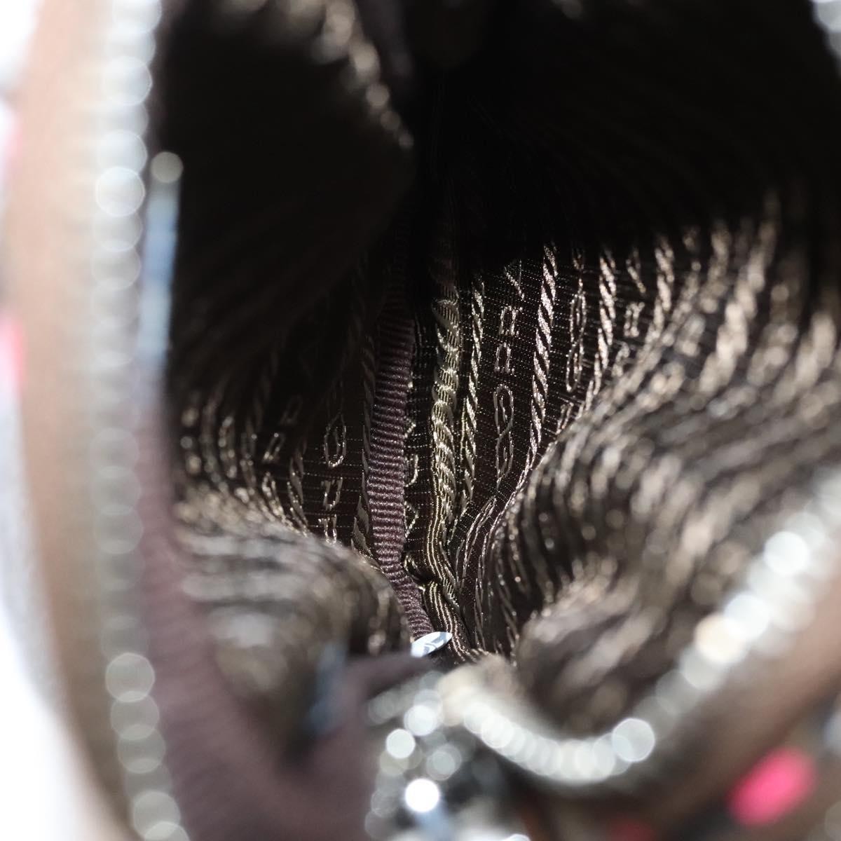 Prada Baguette Shoulder Bag Quilted Tessuto with Leather, BROWN, NYLON, Shoulder bag