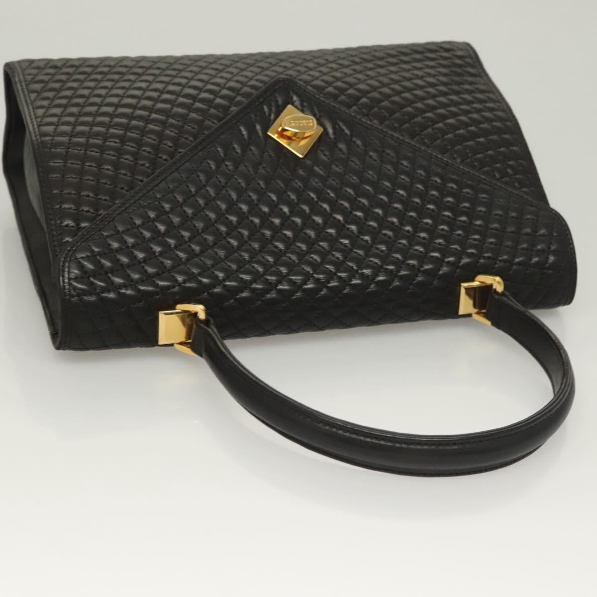 Bally Vintage Handbag Quilted Leather, BLACK, LEATHER, Handbag