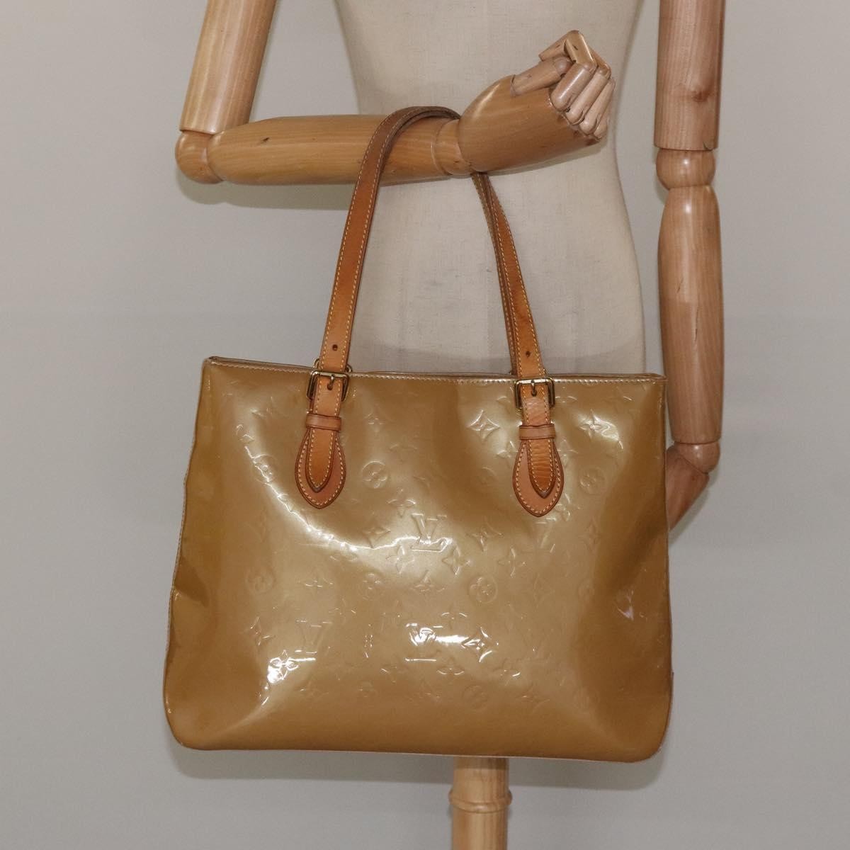 Louis Vuitton Brentwood Handbag Monogram Vernis, BEIGE, PATENT_LEATHER, Shoulder bag