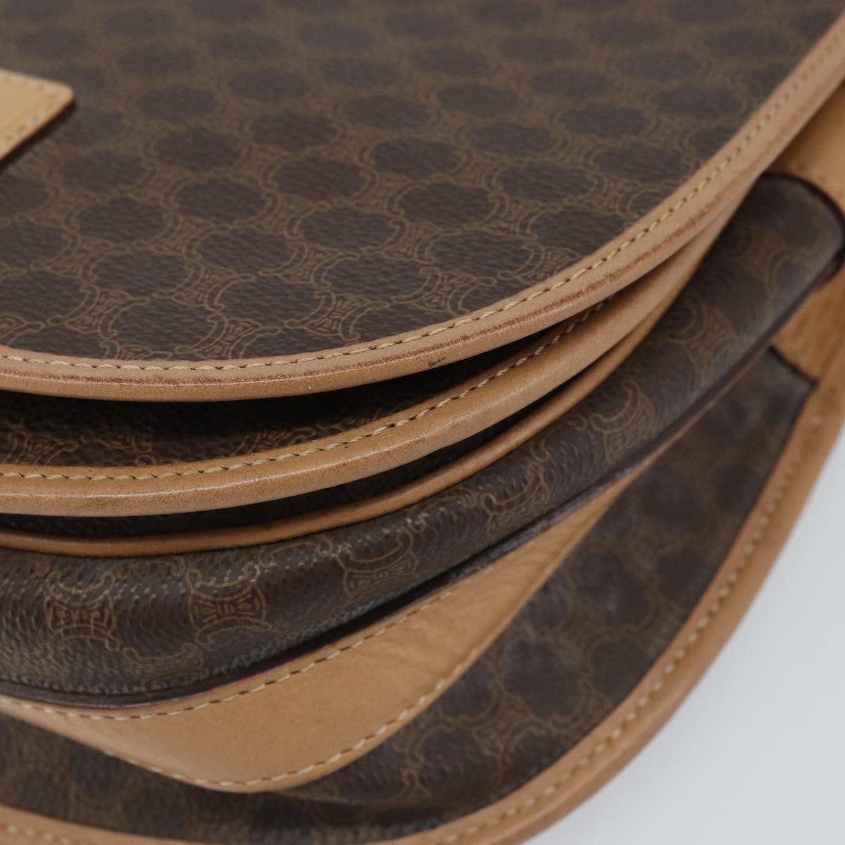 Celine Vintage Macadam Shoulder Bag Canvas and Leather, Brown, Canvas, Shoulder Bag