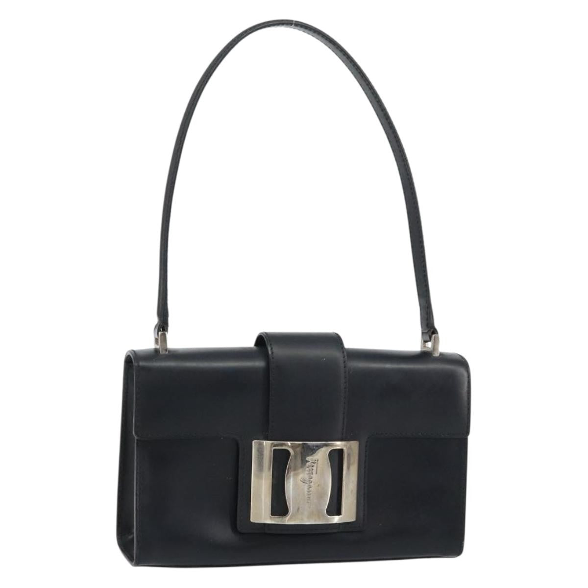 Salvatore Ferragamo Vala Handbag Leather, BLACK, LEATHER, Handbag