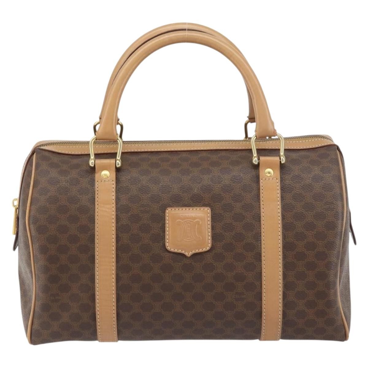 Celine Vintage Macadam Boston bag Canvas, BROWN, CANVAS, Travel bag