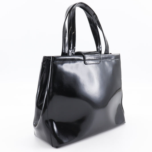 Salvatore Ferragamo Convertible Vara Bow Tote Patent Leather, BLACK, PATENT_LEATHER, Handbag