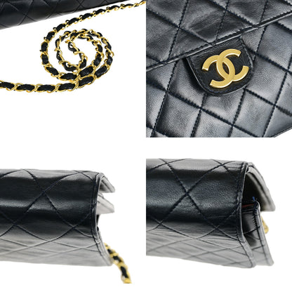 Chanel Vintage Chain Flap Bag Quilted Leather, NAVY, LEATHER, Shoulder bag