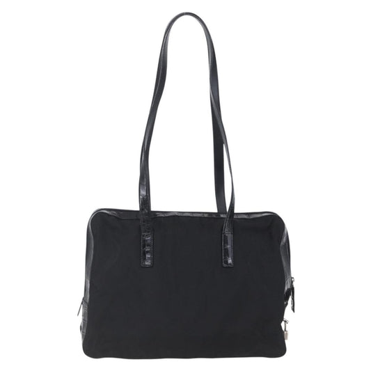 Prada Vintage Shoulder Bag Nylon and Leather, BLACK, NYLON, Shoulder bag