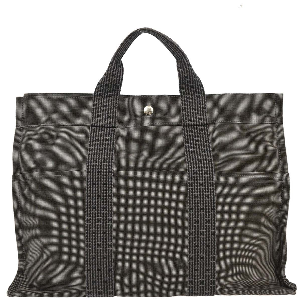 Hermes Fourre Tout Tote Canvas, GRAY, POLYAMIDE, Tote bag