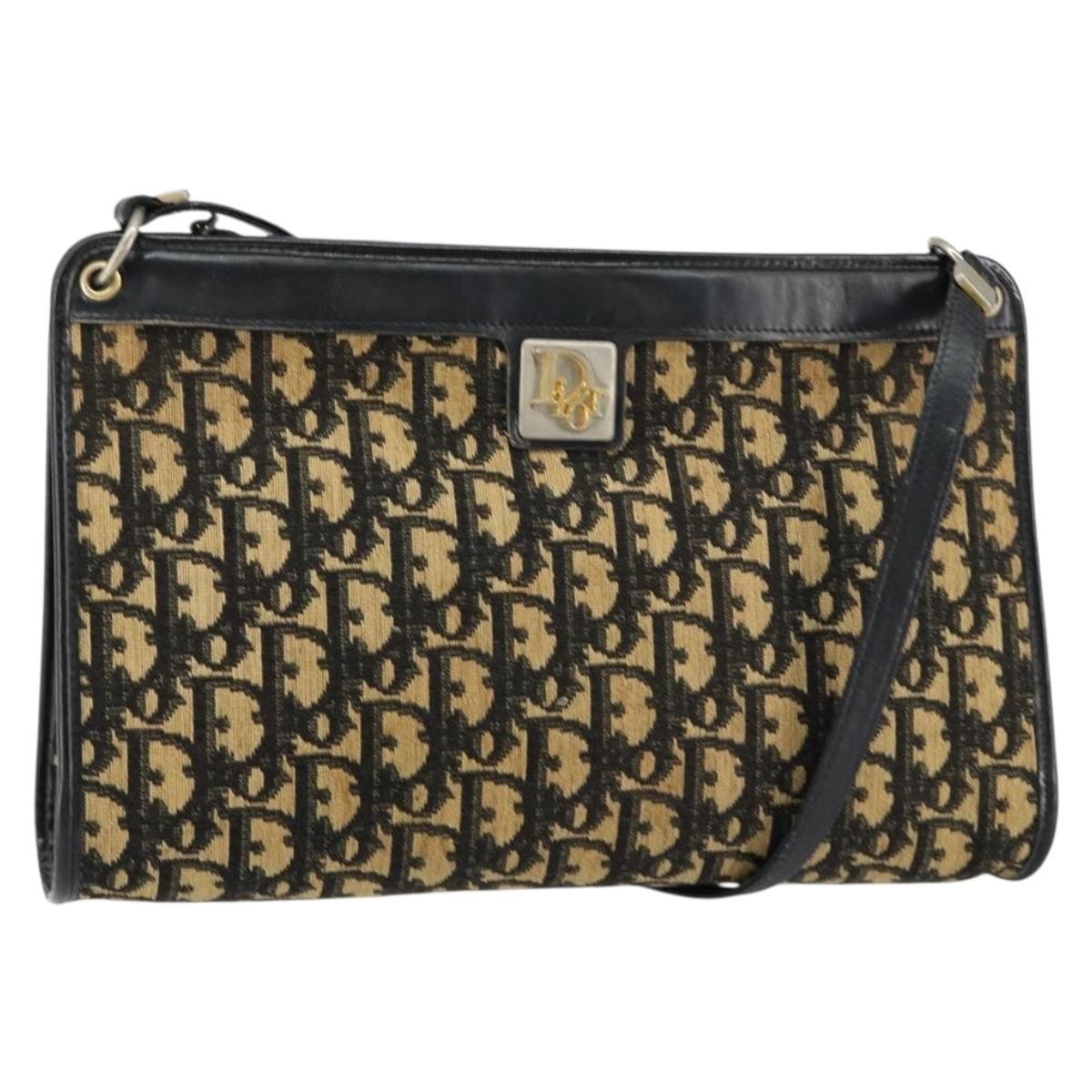 Christian Dior Vintage Trotter Shoulder Bag Canvas, NAVY, CANVAS, Shoulder bag