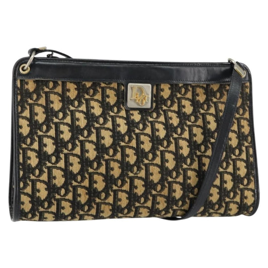 Christian Dior Vintage Trotter Shoulder Bag Canvas, NAVY, CANVAS, Shoulder bag