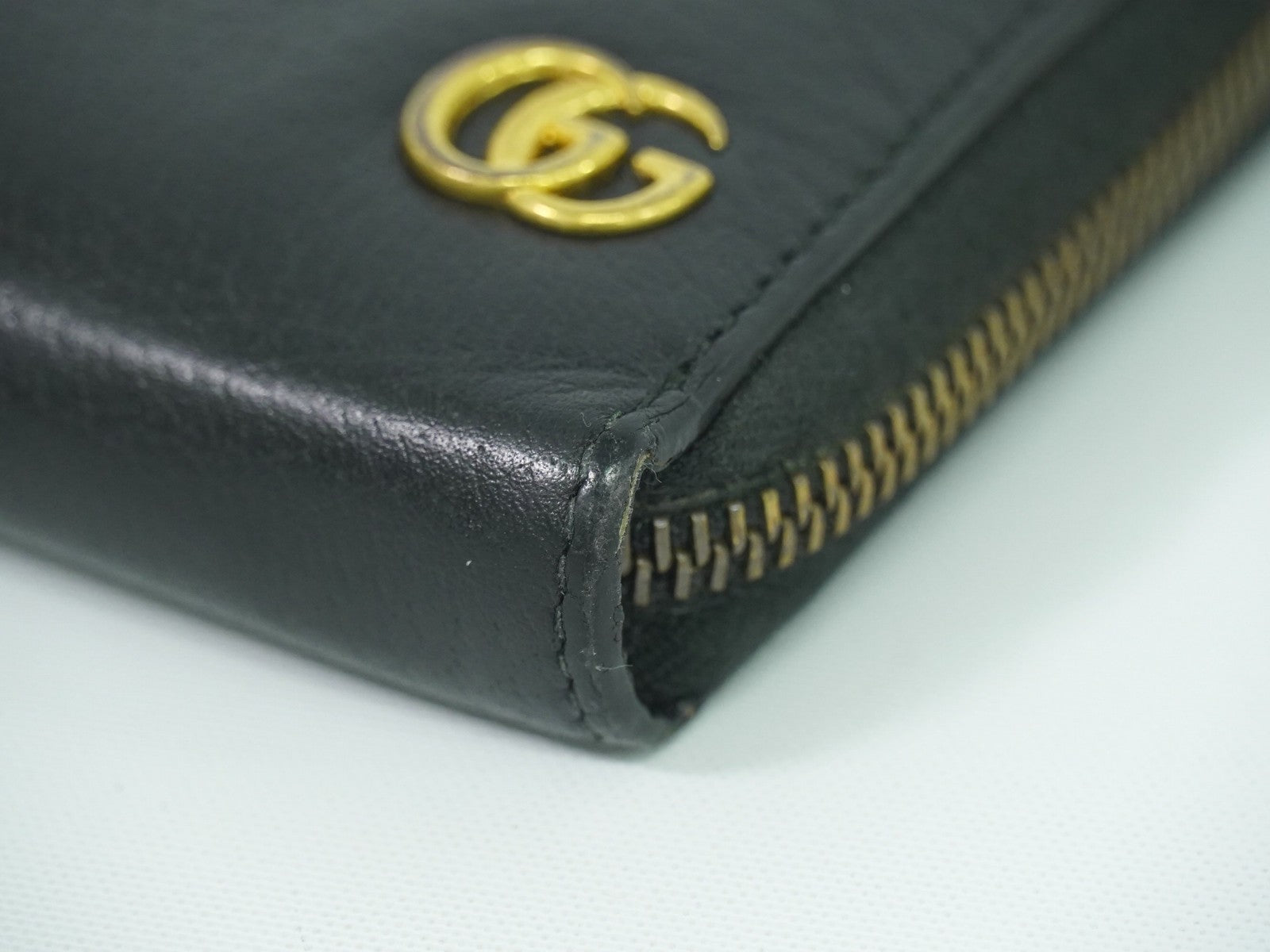 Gucci GG Marmont Zip Around Wallet Leather, BLACK, LEATHER, Wallets