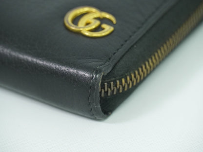 Gucci GG Marmont Zip Around Wallet Leather, BLACK, LEATHER, Wallets