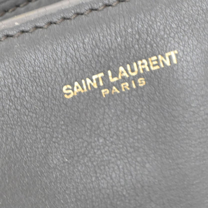 Saint Laurent Classic Y Cabas Leather, GRAY, LEATHER, Handbag