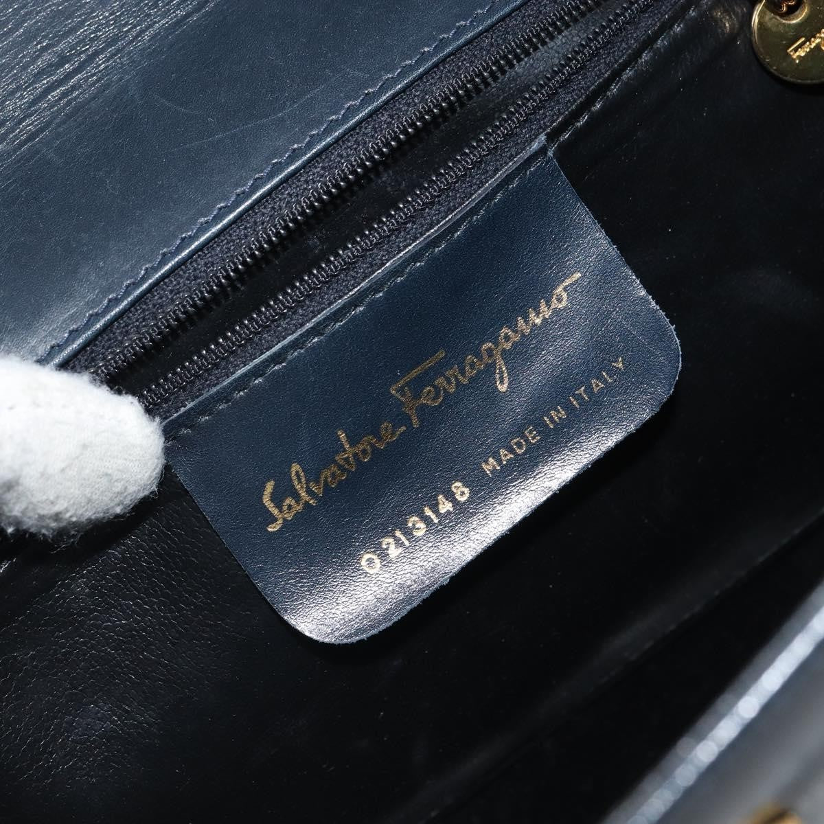 Salvatore Ferragamo Gancini Shoulder Bag Leather, NAVY, LEATHER, Shoulder bag