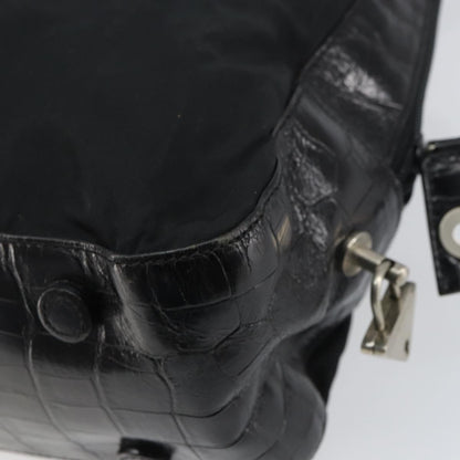 Prada Vintage Shoulder Bag Nylon and Leather, BLACK, NYLON, Shoulder bag