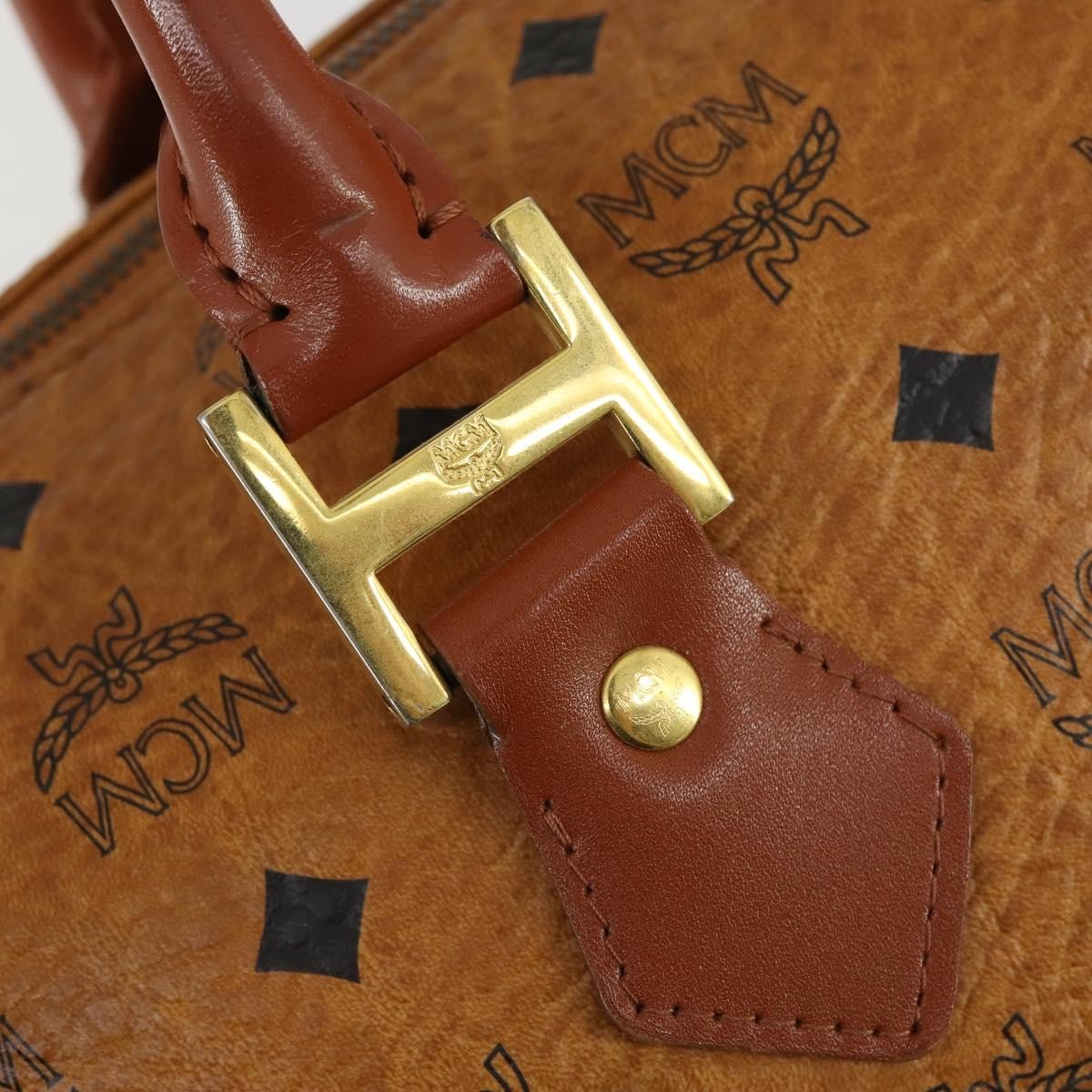 MCM Visetos logogramme Handbag Canvas and Leather, BROWN, CANVAS, Handbag