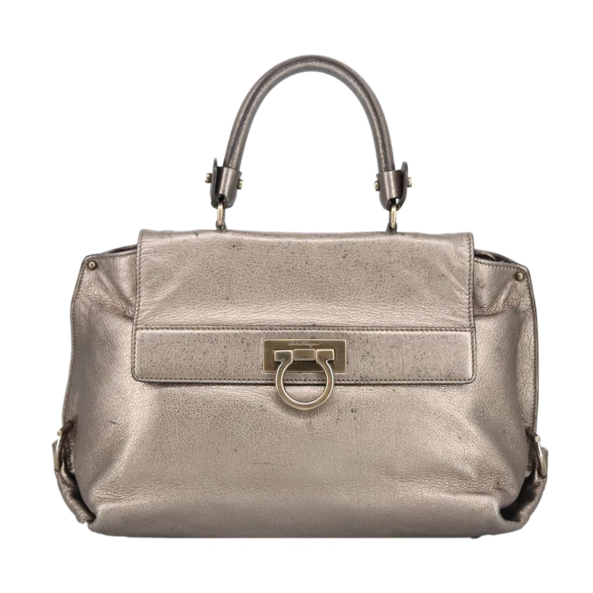 Salvatore Ferragamo Sofia Satchel Leather, SILVER, LEATHER, Handbag