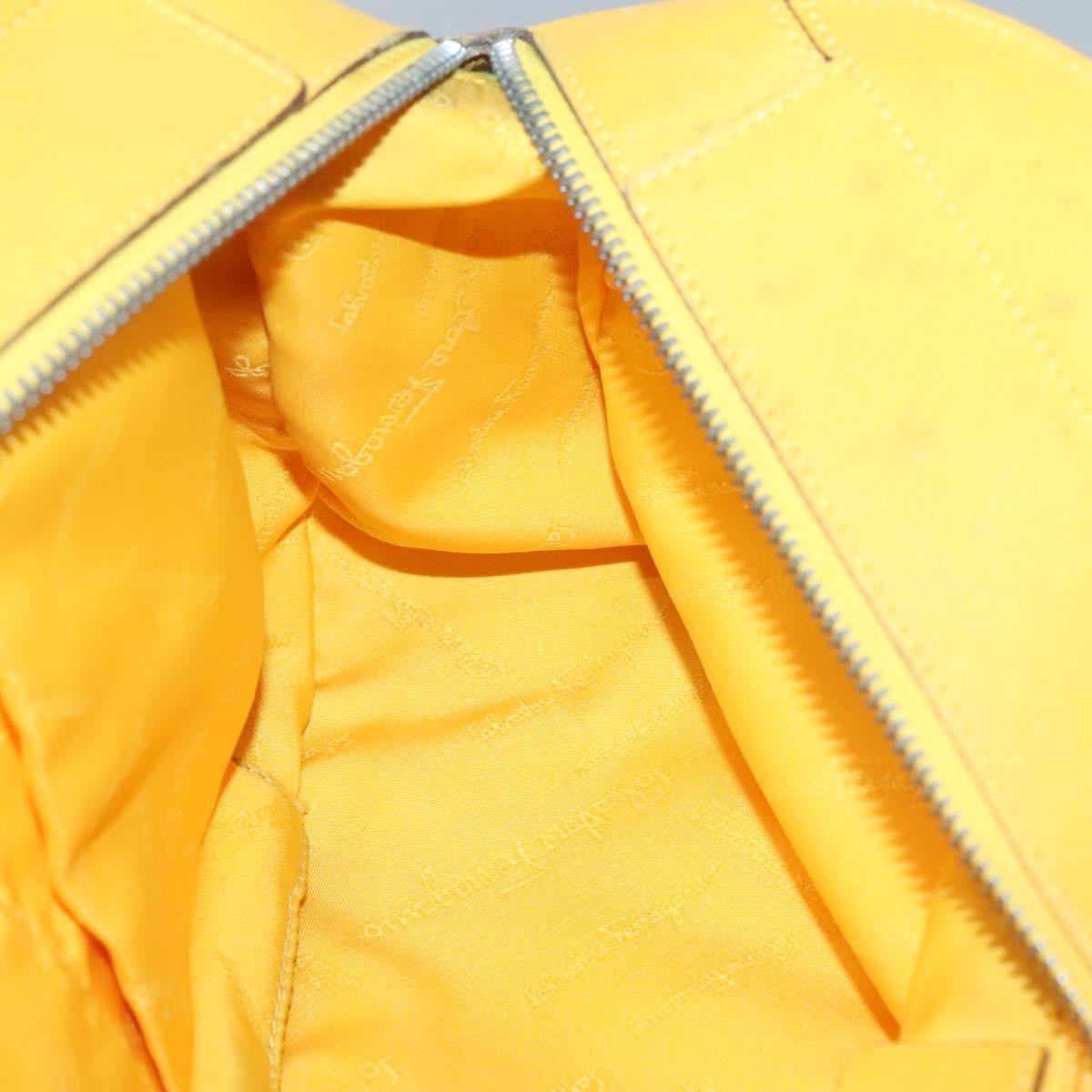 Salvatore Ferragamo Gancini handbag Canvas and Leather, YELLOW, CANVAS, Handbag