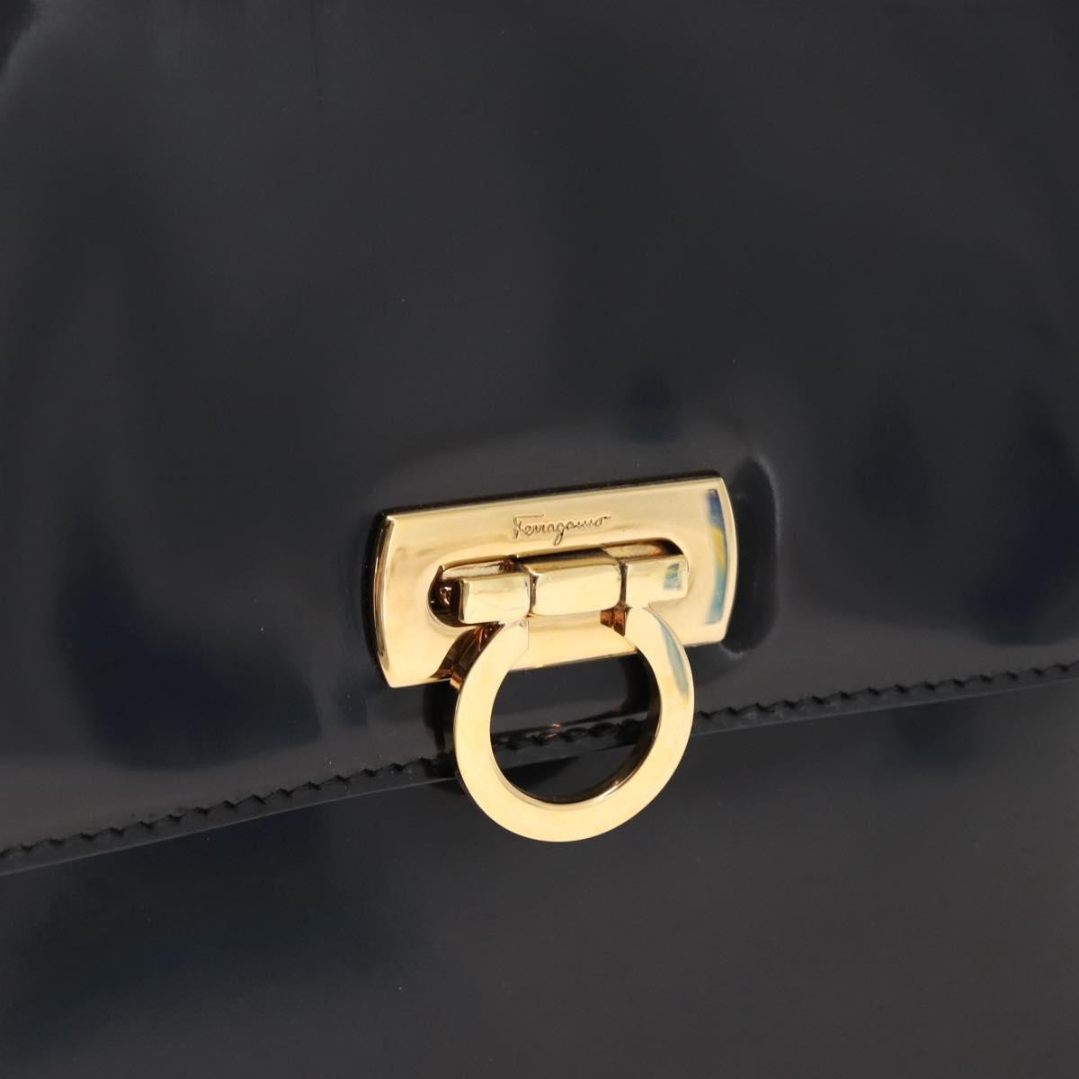 Salvatore Ferragamo Gancini Tote Patent leather, BLACK, PATENT_LEATHER, Tote bag